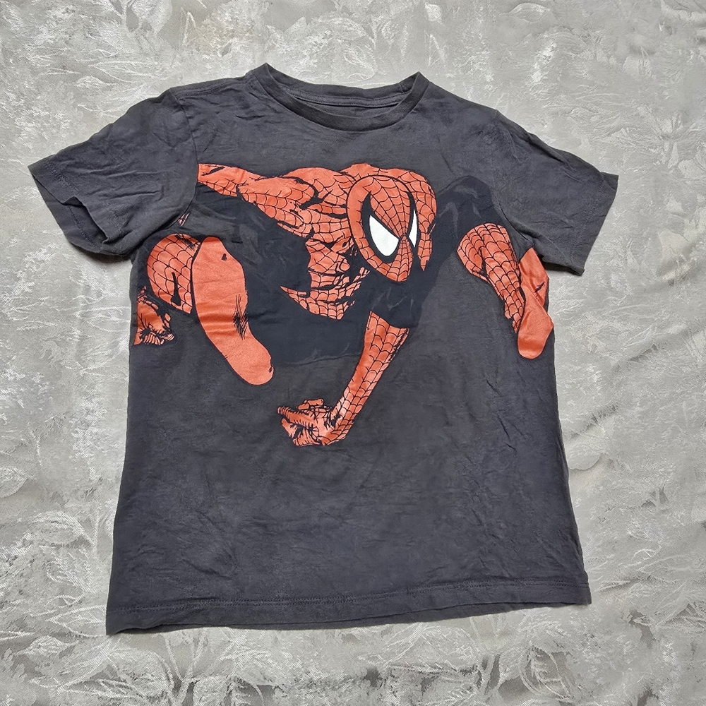 Marvel Spiderman Kids 12 Youth T-Shirt Graphic Tee Classic Comics Gray Superhero
